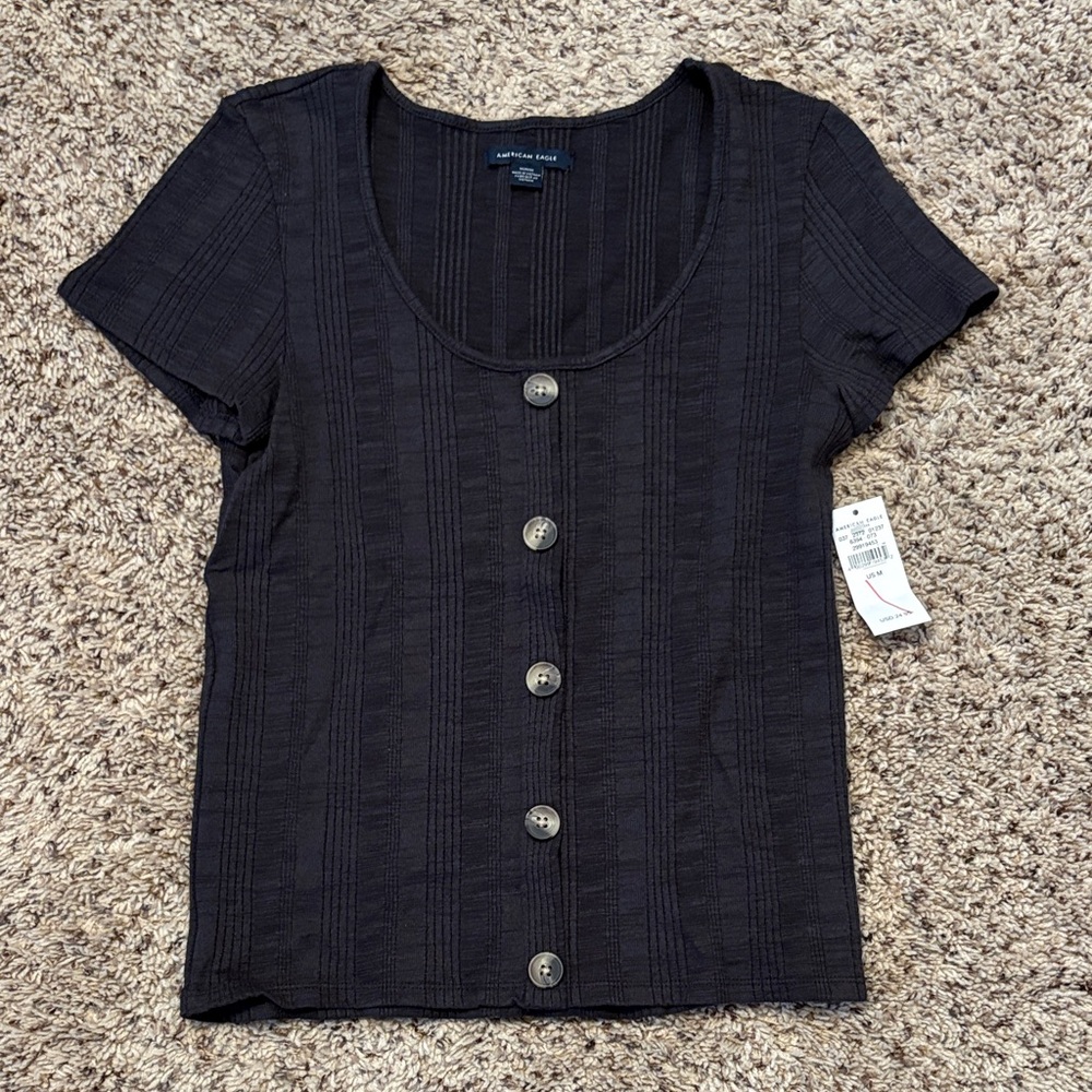 American Eagle Outfitters Green Button-Down Shirt